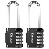 2 Pack disecu 2.6 Inch Long Shackle Combination Lock, 4 Digit Outdoor Waterproof Padlock for School Gym Locker, Sports Locker, Storage Unit, Gate, Fence, Toolbox, Cabinet (Black)