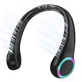 Neck fan, Portable Fan with 5-17H Lifespan, 4000mAh Neck fan air conditioner with 3 Adjustable Speeds and 64 Cool Lights, Rechargeable Neck Fan, Hands-Free Cooling fan for Summer (Black)