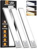 Under Cabinet Lighting Wireless, Rechargeable Motion Sensor Light Indoor, 3 Color Dimmable Closet Light Battery Operated with LED Power Display, Magnetic Under Counter Lights for Kitchen, Home (3Pack)