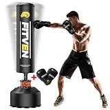 FITVEN Freestanding Punching Bag 70''-190lbs with Boxing Gloves Heavy Boxing Bag with Suction Cup Base - Men Stand Kickboxing Bag for Home Office