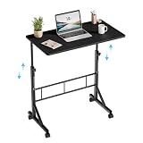 DUMOS 31.5" Walking Pad Desk, Portable Adjustable Height Rolling Laptop Desk with Lockable Wheels, Mobile Stand Up Computer Workstation for Treadmill Home Office Modern Black