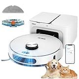 SHELIKI Robot Vacuum and Mop Combo, 3-in-1 Robotic Vacuums Cleaner with 70-Day Self-Emptying Base, LiDAR Navigation Smart Mapping & Strong 6000Pa Suction, for Pet Hair, Hard Floor, Carpet
