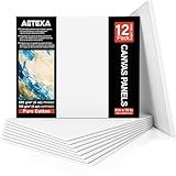 AETEXA Canvases for Painting 8x10 Inch, Canvas Bulk Pack of 12, 8 oz Primed Canvas Panel, Blank Canvas for Painting, Canvas Boards for Painting Acrylic and Oil, Art Supplies for Adults and Teens.