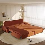 KEIKI 94.5'' King Size Sleeper Sofa Bed, 3-in-1 Convertible Pull Out Couch with Cloud Recliner Design, Corduroy Futon Loveseat Sofa for Living Room, Guest Hosting, Modern 3 Seater Couch