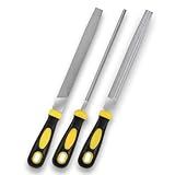 pwkauka 3Pcs Metal File Set, 8-Inch Professional High Carbon Steel Metal File, Includes Flat, Round, Half-Round Metal Files, Durable Hand Files Work for Metal Wood Smoothing Shaping Deburring
