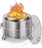 CIAYS Smokeless Firepit, 21 Inch Fire Pit for Outside with Patented Technology, Large Fire Pit for Patio with Steel Grill Rack, Fire Poker, and Bag, Easy Setup and Storage, Wood Burning