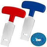 2 PCS Pool Plug Removal Tool, Metal Pool Eyeball Seat Removal Tool with Rubber Handle Grip, Compatible with Hayward Hydrostream SP1419T SP1419A~SP1419E & 1.5" Pool and Spa Return Fitting Eyeball Seat