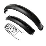 Fat Bike Fender Front and Rear Fender Set for Fat Tire Bike Wings Full Coverage Set for E-bike Mountain Bike (20"~26") (BLACK, 20X4.0 INCH)