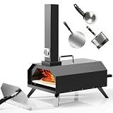 Pizza Oven Outdoor With a Thermometer, Portable Wood Fire Pizza Oven Stainless Steel Pizza Maker for Backyard or Outside Camping, Pizza Stone(11.25inch*11.25inch)