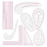 Clear Metric Sewing Rulers,French Curve Sewing Rulers Set,Sewing Tools Supplies for Quilting, Dressmaking, Tailors, Designers, Flexible PVC, 9PCS