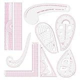 Fashion Clear Metric Sewing Ruler Set,French Curve Pattern Rulers for Beginners, Tailors, Designers, Quilting, Embroidery, Cross Stitch, Crochet, Knitting 9pcs