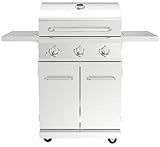 Nexgrill Stainless Steel 3-Burner Propane Gas Grill w/Foldable Side Shelves, 40,500BTUS, 591.05 sq. in. Cooking Area, Perfect for Outdoor Cooking & Grilling, BBQs, Backyard, Tailgating, 720-0830MN