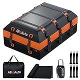 AlltoAuto Car Rooftop top Cargo Carrier 21 Cubic feet Waterproof for All Cars with/Without Rack, Includes Anti-Slip Mat, 10 Reinforced Straps, 6 Door Hooks, Luggage Lock