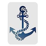 FINGERINSPIRE Nautical Theme Painting Stencil - 8.3x11.7 inch Plastic Anchor Rope Pattern Reusable Ocean Theme Stencil for DIY Crafts and Wall Decor