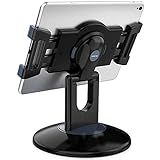 AboveTEK Retail Kiosk iPad Stand, 360° Rotating Commercial POS Tablet Stand, Fits 6"-13" (Screens) iPad mini Pro-Business Swivel Tablet Holder, for Store Office Reception Kitchen Desktop (Black)