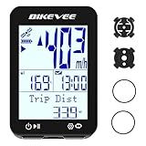 Bikevee GPS Bike Computer Wireless Bicycle Speedometer Odometer 9 Languages Auto Backlight Auto Start Stop IPX7 Waterproof 2.4 Inch LCD Supports MPH KMH - Black