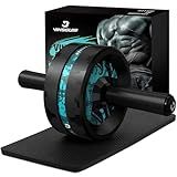 VINSGUIR Ab Roller Wheel, Abs & Core Workout Equipment for Home Gym with Knee Pad Accessories, Abdominal Wheel for Full-body Strength Training (Lake Blue and Blak)