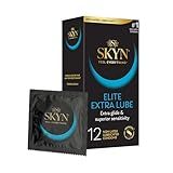 SKYN Elite Extra Lube, Ultra-Thin, Lubricated Latex-Free Condoms, Ultra-Silky Lubrication for Maximum Comfort​, 12 Count (Pack of 1)(Packaging May Vary)