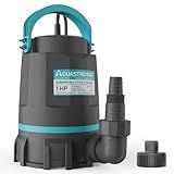 Aquastrong Sump Pump 1 HP 4500 GPH Submersible Water Pump Thermoplastic Portable Utility Pump High Flow Water Removal for Swimming Pool Garden Pond Basement Window Wells with 10ft Long Power Cord