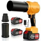 RAXONE Leaf Blower Cordless, 950000RPM 21V Battery Powered Electric Leaf Blower with 2 x 4.0Ah Battery, Handheld Lightweight Turbo Blower Air Blower for Snow, Lawn Care with 2 Extended Nozzle