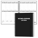 Heveboik Income & Expense Log Book - A4 Income and Expense Tracker for Small Business, Accounting Bookkeeping Tracking for Woman and Man, 8" x 10.5", Black