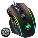 Redragon Gaming Mouse, MMO Mouse Gaming UP 12400 DPI, 19 Macro Programmable Buttons, RGB Mouse with 12 Side Buttons, 8 * 2.4g Weight Tuning for PC Laptop MOBA FPS, M901K, Black
