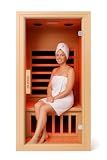 Homsido Infrared Home Sauna Room 1 Person Hemlock Wooden Indoor Dry Sauna，Low EMF 1200W/110V Heaters Panels,LCD Control Panel,10 Minutes Pre-Warm up,Time and Temp Pre-Set,1-Year Aftersale