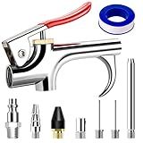 9 Pcs 2-Way Connection Air Nozzle Blow Gun Sets, Air Nozzle Kit with 1/4 Inches Standard Quick Fitting and 4 Air Nozzles, Air Compressor Accessories for Air Inflation and Dedusting