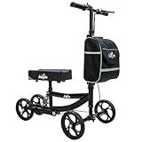 Aojin Knee Scooter, 300lbs Capacity, 13" Big PU Seat, All Terrain Foldable Knee Scooter Walker with Bag for Foot Injuries Compact Crutches Alternative (Black)