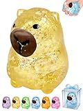 Capybara Squishy Glitter Animal Squeeze Balls Cute Capybara Stress Ball Anxiety Relief Slow Rise Adult Sensory Fidget Tool Gift Sparkling Desk Decor Collectibles Decompression Dough(Yellow)