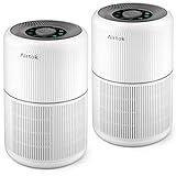 2 Pack Air Purifier for Home Bedroom with H13 True HEPA Filter for Smoke, Smokers, Dust, Odors, Pollen, Pet Dander | Quiet 99.9% Removal to 0.1 Microns | White Available for California