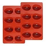 Dqwtb 2 Pack Silicone Egg Molds 8 Cavity Easter Silicone Candy Mold 3D Egg-Shaped Silicone Baking Mold for Chocolate, Jello, Mini Cakes, DIY Desserts, Candy, Ice, Pudding, Baking (2, Brick Red)
