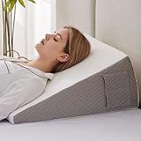 Ruqmuis Wedge Pillow for Acid Reflux, Bed Wedge Pillow for Headboard 10", Pillow Wedge for Back Pain Relief, Post Surgery, Elevated Pillows for Sleeping, Snoring, Triangle Pillow with Cover, White