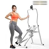 MOMODA Stair Stepper Resistance Adjustable Folding Vertical Climber Machine for Home Gym Full-Body Workout (Grey/White)