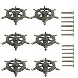 CPELLESSE 6 Pcs Kitchen Cabinet for Knobs, Ship Helm Handles Nautical Drawer knobs Cabinet Wardrobe Pull Dresser Pulls Zinc Alloy Single Hole Handles (Ancient tin)