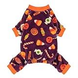 Fitwarm Halloween Candy Dog Pajamas, Funny Costumes for Small Dogs Boy Girl, Pet Outfit, Purple, Orange, XS