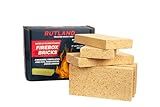 Rutland Fire Bricks, Properly Cured High Temperature FireBrick, USA-Made Residential Fire Clay Replacement for Wood Stove, Fireplace, & Pizza Oven, Size 9" x 4.5" x 1.25", 6-Pack, Tan
