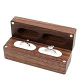JYCMMFC Wooden Ring box, Wedding Ring Case, Ring Box for Proposal Jewelry Storage for Wedding Ceremony, Engagement, Lover Christmas Valentine's Day Gift Thanksgiving Gift (2 Slots White Velvet Lining)