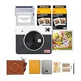 KODAK Mini Shot 3 Retro 4PASS 2-in-1 Instant Digital Camera and Photo Printer (3x3 inches) Initial 8 Sheets + 30 Sheets Gift Bundle, White (NOT Zink)