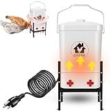 3 Gallon Heated Chicken Waterer for Winter Automatic Heated Chicken Waterer Adsjustable Height Poultry Drinker Heater Anti-Freezing Watering System for Chicken Coop Accessories