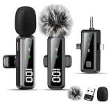 Gicorino Wireless Lavalier Microphone for iPhone/Android/Camera, Upgraded Mini Microphone with LED Indicator & Noise Reduction, Mic for Video Recording, YouTube, TikTok, and Vlogging (Dark Black)
