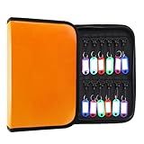 Zippered Key Case, Key Organizer, Fireproof and Waterproof Key Binder with 24 Hooks and Tags Portable Key Storage Book for Offices Real Estate Agencies Hotels and Rental Management