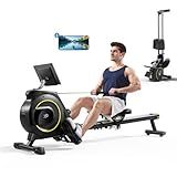 Rowing Machine for Home, 350 LB Capacity, 16-Level Silent Resistance, Magnetic Rowing Machines for Home Foldable, Full-Body Workout Compact Rowing Machine for Cardio & Strength with APP Support