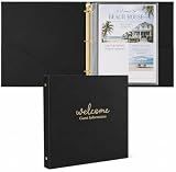 Paper 'n Such Welcome Binder for Short Term Rentals – Black Faux Leather 3 Ring Folder for Airbnb, Vacation Home, House Manual & Guest Information - Letter Size