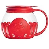 Ecolution Patented Micro-Pop Microwave Popcorn Popper with Temperature Safe Glass, 3-in-1 Lid Measures Kernels and Melts Butter, Made Without BPA, Dishwasher Safe, 1.5-Quart, Red