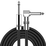 New Bee Guitar Cable 10ft Electric Instrument Bass AMP Cord for Electric Mandolin, Pro Audio (Right Angle to Straight, Black)
