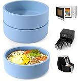 3Pcs ZHYEEDAA Silicone Egg Molds for Air Fryer & Microwave – Reusable Individual Egg Bite Maker, BPA Free & Dishwasher Safe, Perfect for Keto Breakfast, Meal Prep & Egg Bites (Blue)