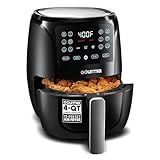 Gourmia Air Fryer - 4 Qt Capacity, FryForce360º, Digital Display with 8 Presets, Roast, Bake, Broil, Dehydrate, Dishwasher Safe Accessories, Compact, Black