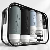 DEPOZA 16 Pack Travel Bottles Set - TSA Approved Leak Proof Silicone Squeezable Containers for Toiletries, Conditioner, Shampoo, Lotion & Body Wash Accessories (Black)