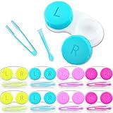 VOCOOL 16 Pcs Portable Contact Lens Tools Set, Inserter/Remover and Tweezer with Soft Tip Mini Eye Contact Case Box for Travel
